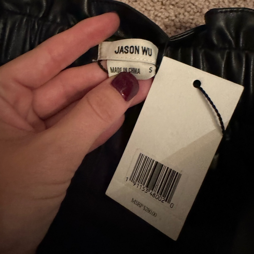 Jason Wu- Black Leather Wrap Tie Mini Skirt - Picture 3 of 9